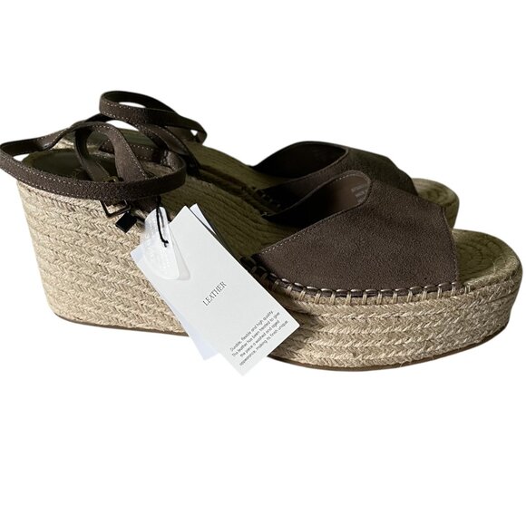 Mango MNG NWT Leather Espadrilles Wedge Sandals Platform Round toe Size 10 - Picture 4 of 7